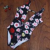 LOVEMI  One piece Black / S Lovemi -  One-piece Swimsuit, Flower Swimsuit,