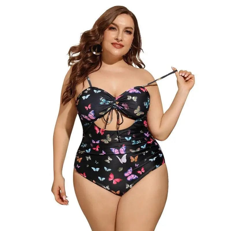 LOVEMI  One piece Black / XL Lovemi -  Fat Woman One Piece Print Plus Fat Swimsuit