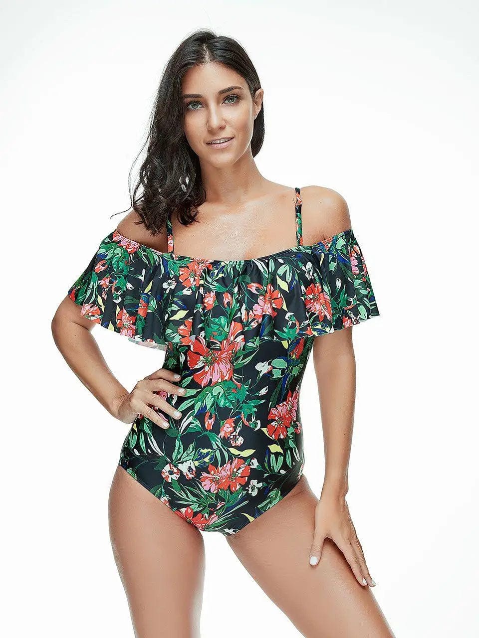 LOVEMI  One piece ForestGreen / S Lovemi -  Floral Bathing Suit Swimwear
