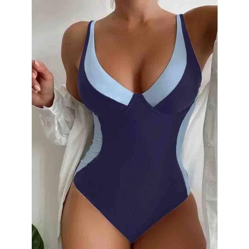 One Piece High Waisted Swimsuit Women Push Up Padded-8