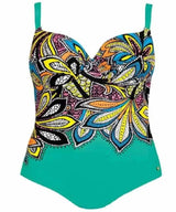 One Piece Retro Swimsuit Digital Print One Piece Bikini-Green-4