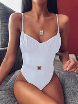 LOVEMI  One piece White / S Lovemi -  One-piece bikini with belt