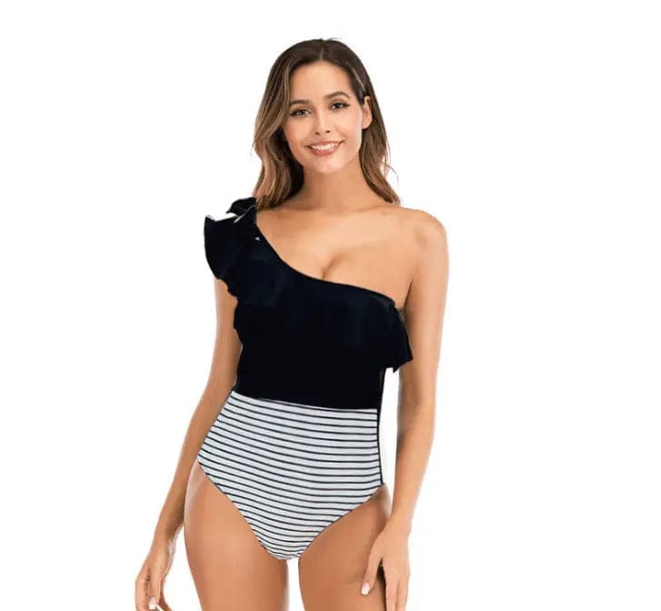 LOVEMI  One piece XL / Black Lovemi -  Striped one-piece swimsuit