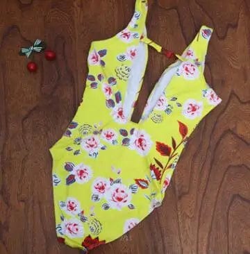 LOVEMI  One piece Yellow / M Lovemi -  One-piece Swimsuit, Flower Swimsuit,