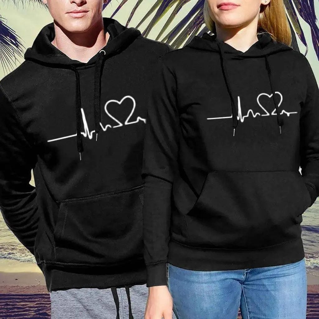 LOVEMI Outerwear & Jackets Men Black / S Lovemi -  Simple print hooded couple's sweater