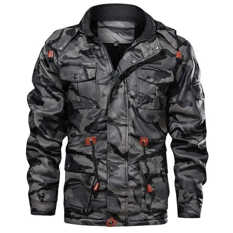 LOVEMI Outerwear & Jackets Men Gray / USA 3XL Lovemi -  Winter Men Leather Jacket Thick Military Hooded Men Coats