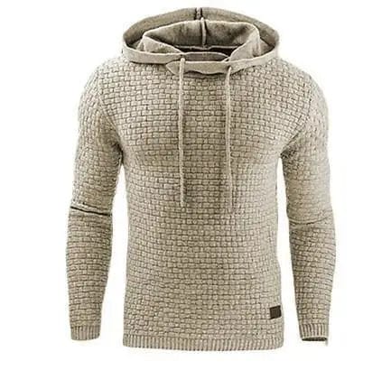 LOVEMI Outerwear & Jackets Men Khaki / S Lovemi -  Long Sleeve Warm Hooded Sports Jacquard Sweatshirt