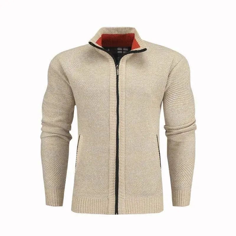 LOVEMI Outerwear & Jackets Men Khaki / USA XL Lovemi -  Men Slim Sweaters Stand Collar Fit Zipper Men Solid Cotton