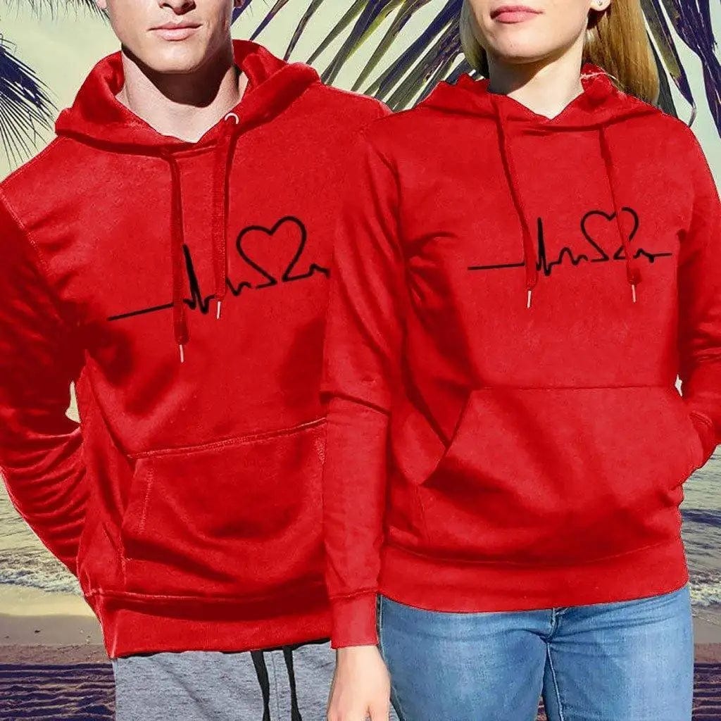 LOVEMI Outerwear & Jackets Men Red / S Lovemi -  Simple print hooded couple's sweater