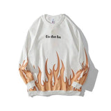 LOVEMI Outerwear & Jackets Men White / L Lovemi -  Flame Print Sports Sweatshirt Men's and Women's Round Neck