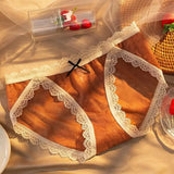 LOVEMI  panties Orange / M Lovemi -  Lace Panties Ladies Cotton Antibacterial Panties