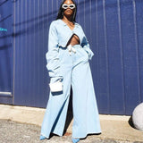 LOVEMI  Pants Blue / S Lovemi -  Casual Loose Denim Suit Two-piece Women's Clothing