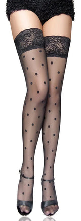 LOVEMI  Pantyhose Black Lovemi -  Lace black polka dot girls stockings