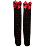 LOVEMI  Pantyhose Black / One size Lovemi -  Lovely Red Big Bow Heart Printed Stockings