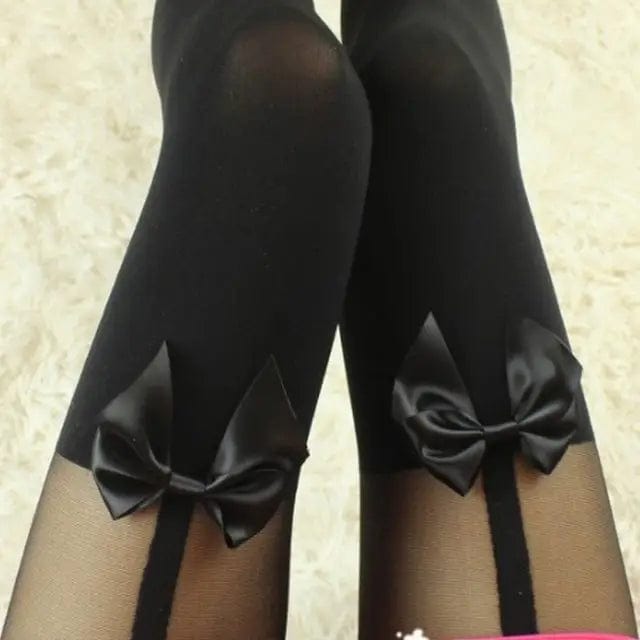 LOVEMI  Pantyhose F / One size Lovemi -  Sexy Women Tights Over Knee Double Stripe Sheer Black