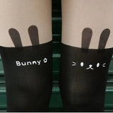 LOVEMI  Pantyhose No. 3 rabbit black Lovemi -  Printed stitching white cartoon stretch stockings