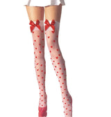 LOVEMI  Pantyhose White / One size Lovemi -  Lovely Red Big Bow Heart Printed Stockings