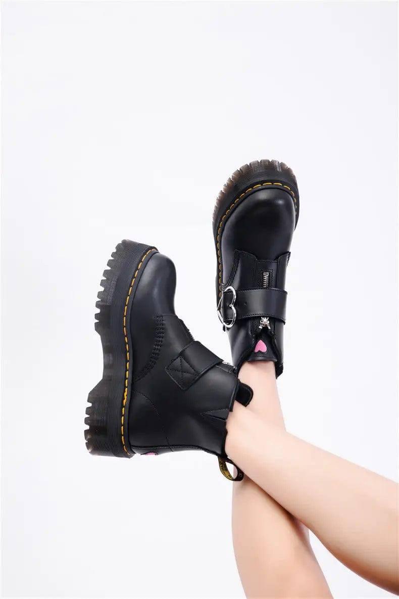 Peach heart fashion boots women zipper ankle boots-7