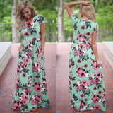 Pink Floral Boho Maxi Dress - Summer 2022 Beach Party Wear Maxi Dresses LOVEMI  602 Green XXXL 