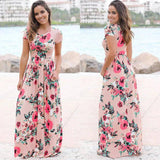 Pink Floral Boho Maxi Dress - Summer 2022 Beach Party Wear Maxi Dresses LOVEMI  602 Pink XXXL 