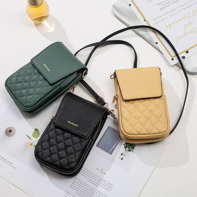 Plaid Sewing Design Mobile Phone Bags For Women Simple Buckle Multifunctional Crossbody Shoulder Bag-4