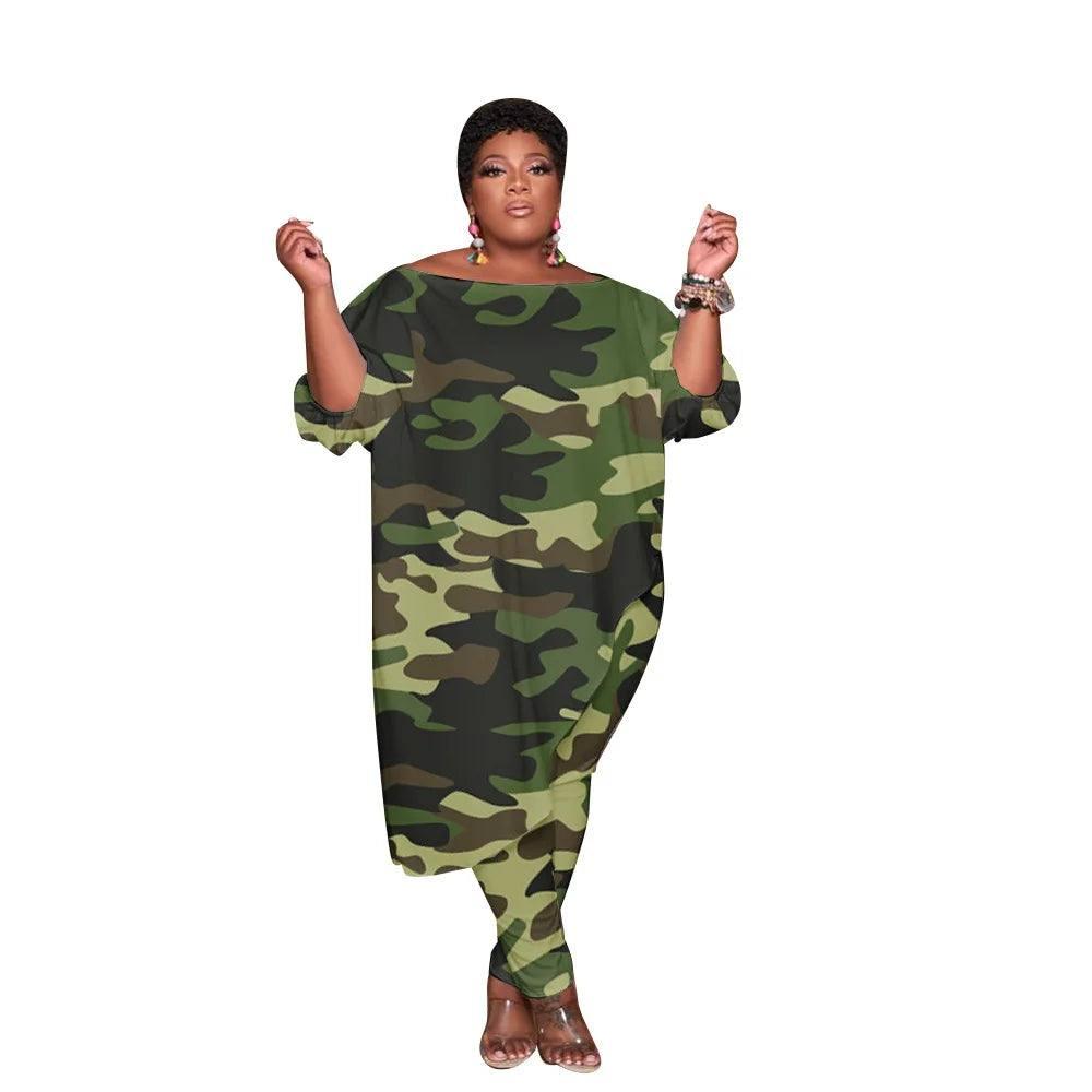 Plus-Size Camo Dress & Leggings Combo Fashion-6