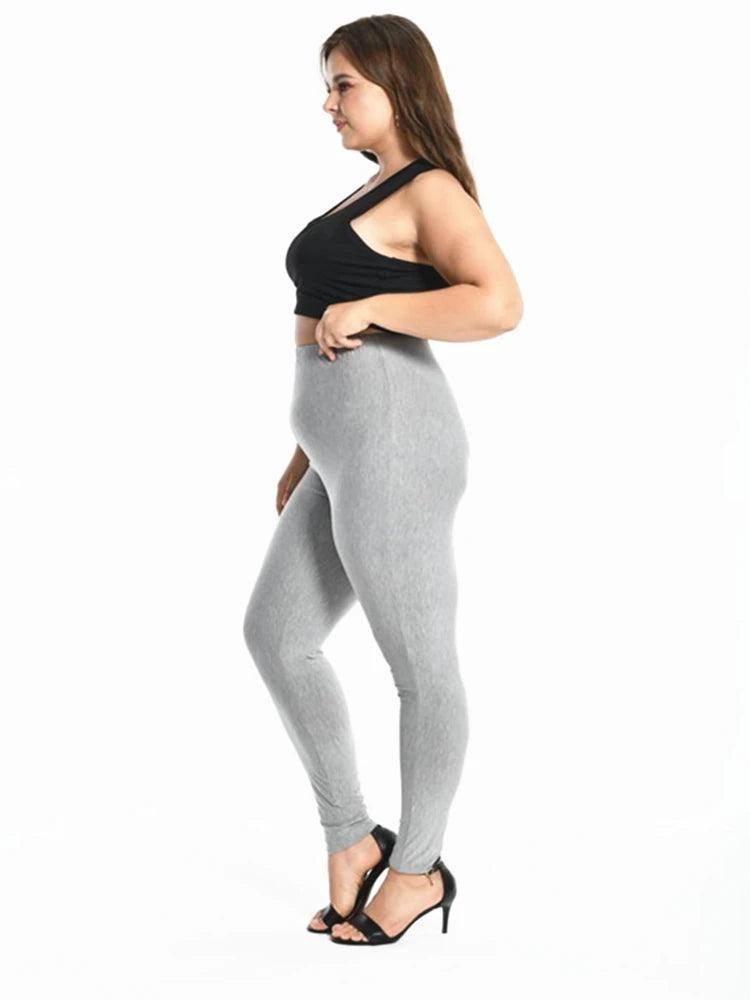 Plus Size Leggings For Women Modal Cotton Stretch Elastic-Grey Leggings Plus-3