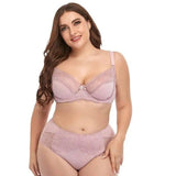 Plus Size Underwire Lace Trim Lingerie-Beanpaste-4