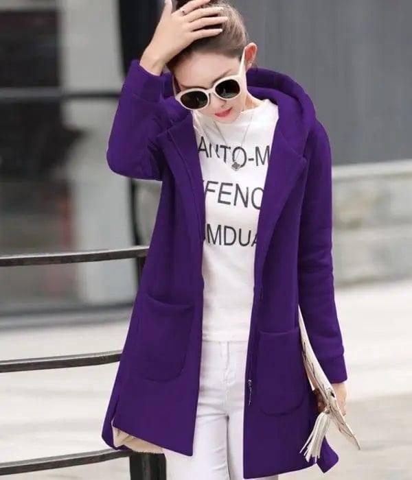 Plush hooded sanitary women loose-Purple-5