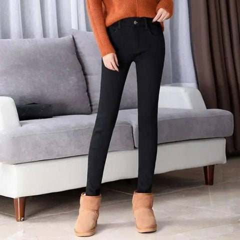 Plush thick jeans-Black without cashmere-4
