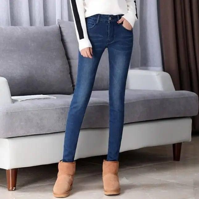 Plush thick jeans-Blue without cashmere-5