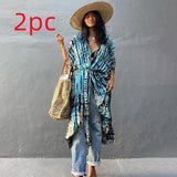 Polyester Ladies Sun Protection Resort Beach Dress Cover Up-Blue-28