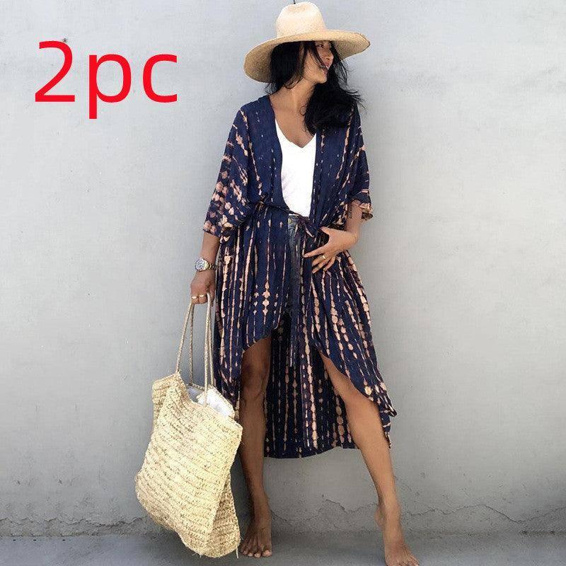Polyester Ladies Sun Protection Resort Beach Dress Cover Up-Zhang Qing-48