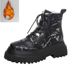 Printed high-top shoes women-Black Plus cashmere-2
