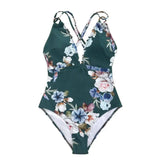 Printed sexy small one-piece bikini-Green-4