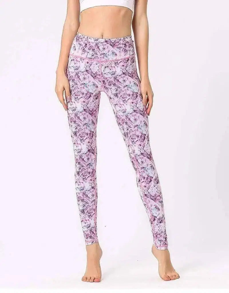 printed yoga leggings-Pink-4