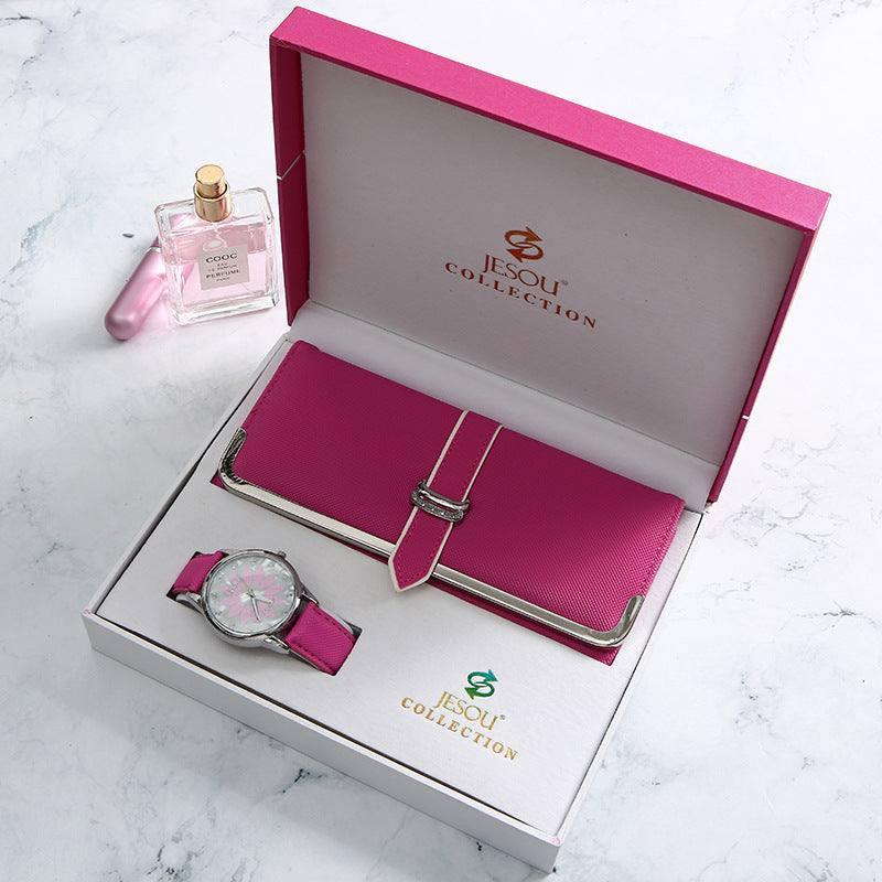 Product Trendy Fashion Wallet Watch Set Box With Exquisite-Rose Red-7