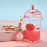 Quicksand Oil Five-pointed Star Strawberry Key Chain-Ball Cover Milky Tea Cup-1