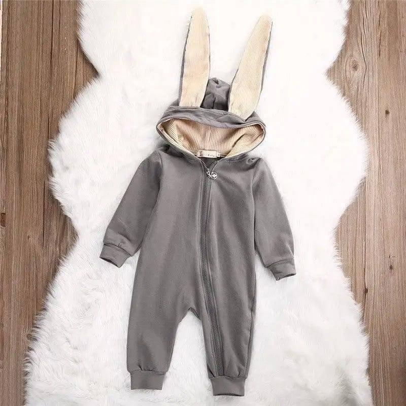 Rabbit Ears Baby Romper-Grey-2