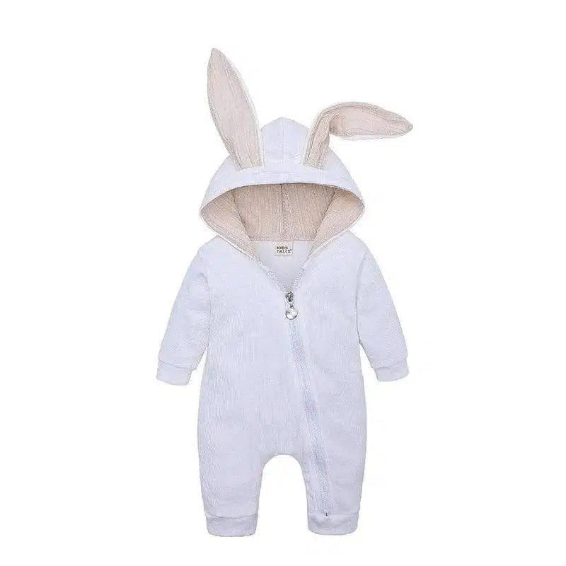 Rabbit Ears Baby Romper-White-3