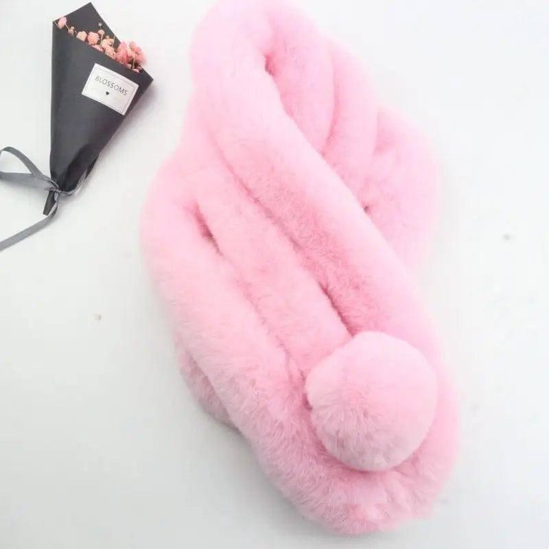 Rabbit Fur Scarf Female Winter Korean-Pink-9