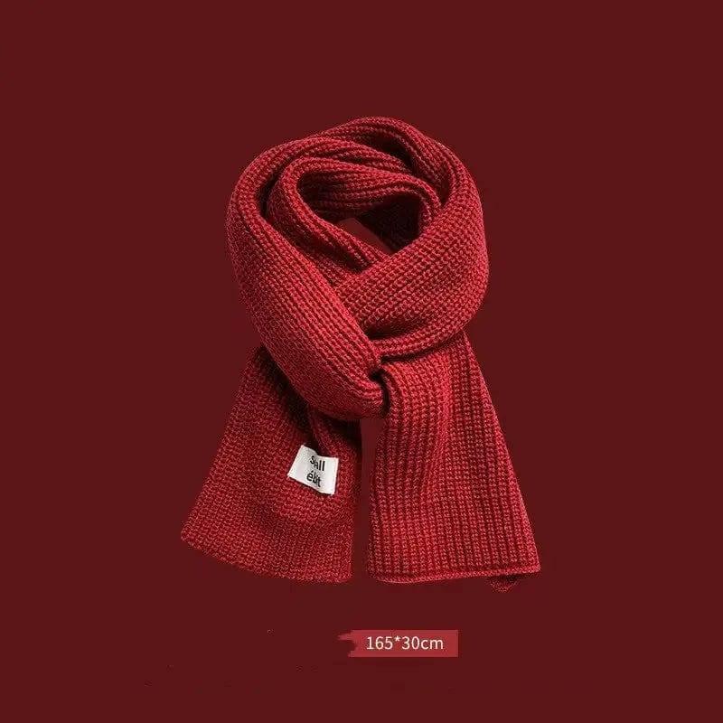 Red Year Scarf Women's Winter Christmas Knitting Wool-Red yuan treasure-8