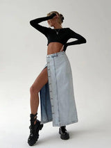 Retro Design Denim Skirt For Women-10