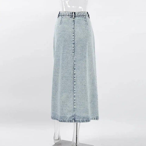 Retro Design Denim Skirt For Women-3