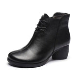 Retro Leather Comfortable Thick Heel Women Boots High Heel-A-6