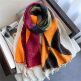 LOVEMI  Scarf Lovemi -  Thickened Warm Geometric Triangle Color Matching Scarf In Winter
