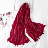 LOVEMI  Scarf WJ1482 Lovemi -  Fashion Tassel Cotton Linen Thin Yarn Scarf