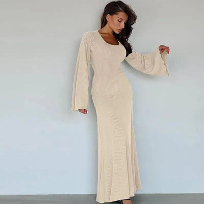 Elegant Maxi Dresses | Ribbed Long Sleeve-11