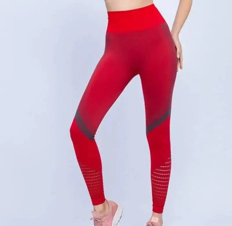 Seamless knit yoga pants-Red-6