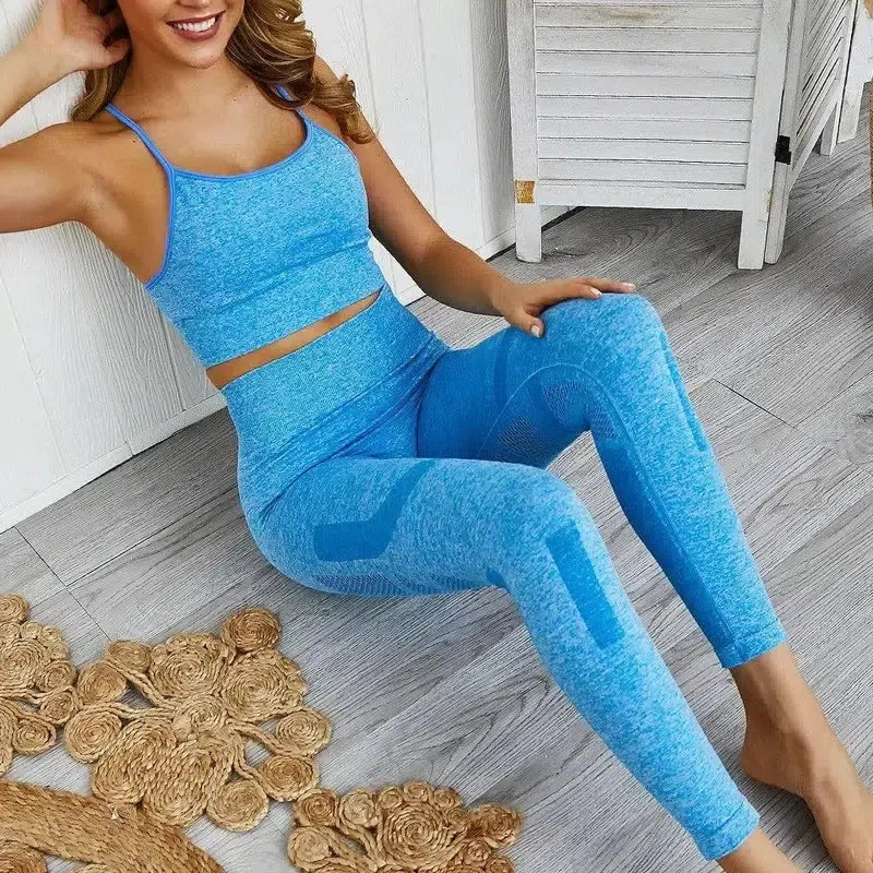 Seamless yoga set-Blue-6